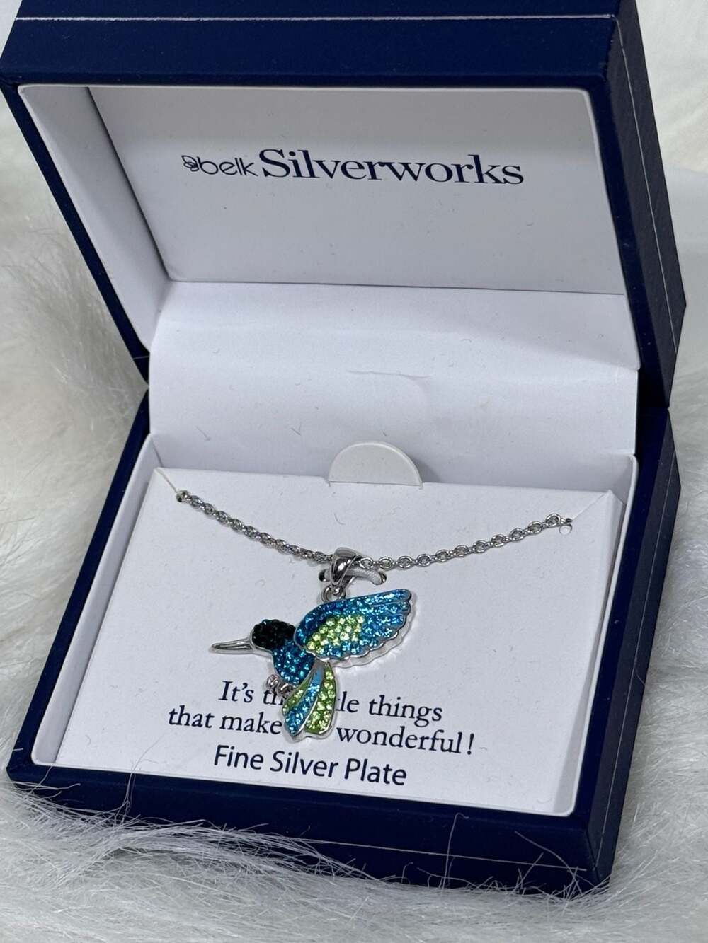 Belk Silverworks Fine Silver Plate Hummingbird Pendant Necklace